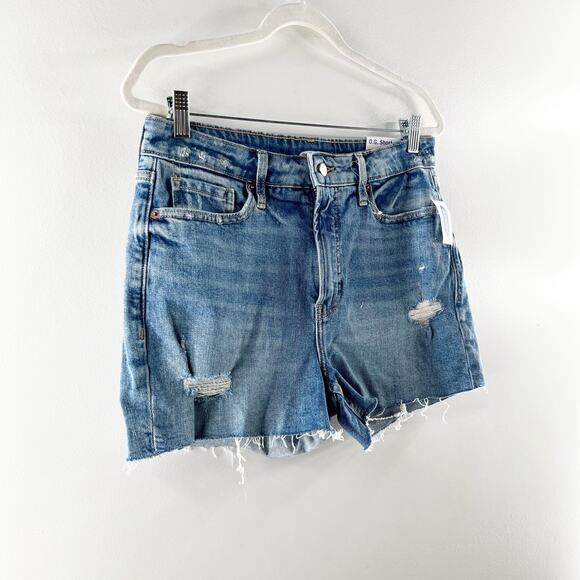 Old Navy High-Rise Distressed O.G. Straight Ripped Cut-Off Jean Shorts Dahlia 10 - Picture 4 of 7